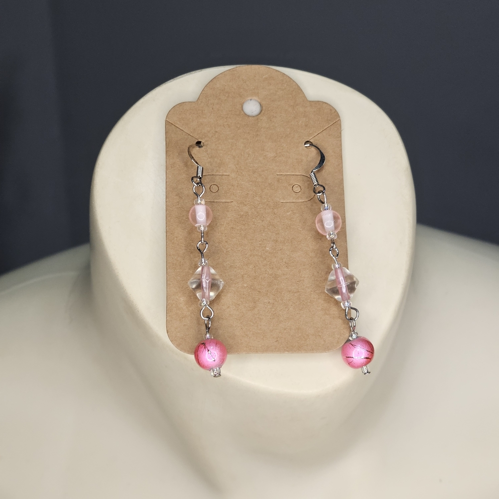 Elegant Pink Beaded Earrings